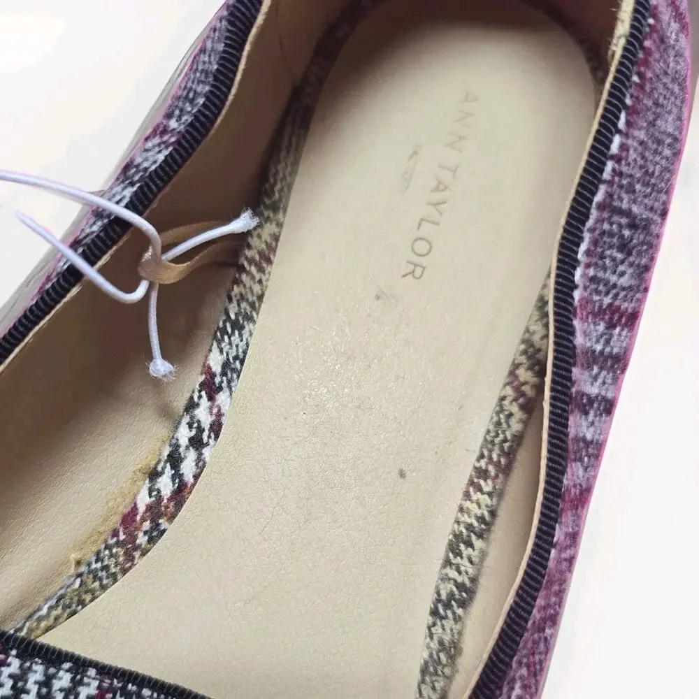 Ann Taylor Heritage Plaid Old Money Ballet Flats Rounded Toe Size 9 M - Picture 4 of 7